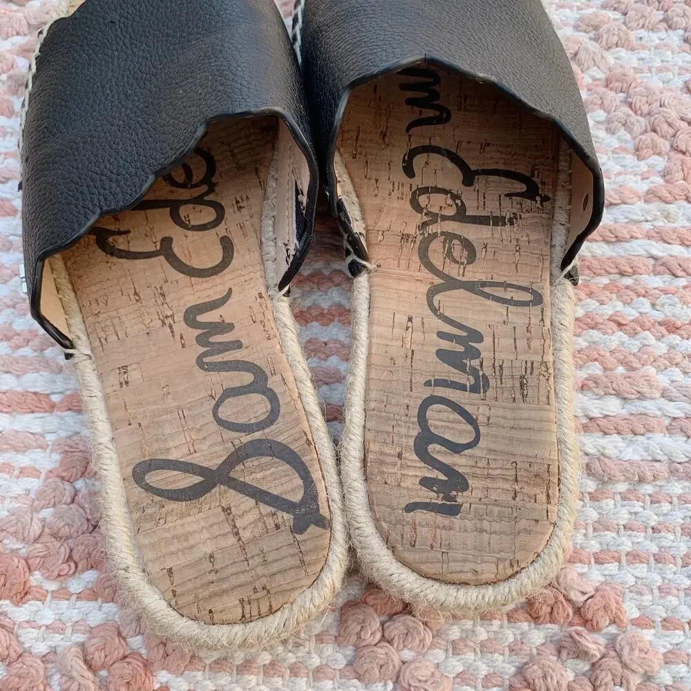 Black Sam Edelman Andy Espadrille Slide Sandals 6.5